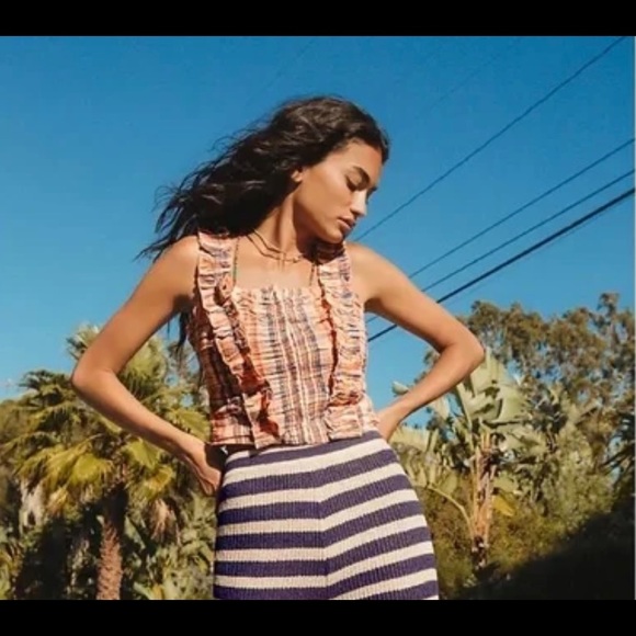 🔴🔴NWT ANTHROPOLOGIE Verb by Pallavi Singhee Ruffled Plaid Tank Size M - Picture 1 of 15